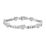 Sterling Silver White 0.20CT Round Diamond Heart Bracelet Women’S Fashion Fine Jewelry Bracelet