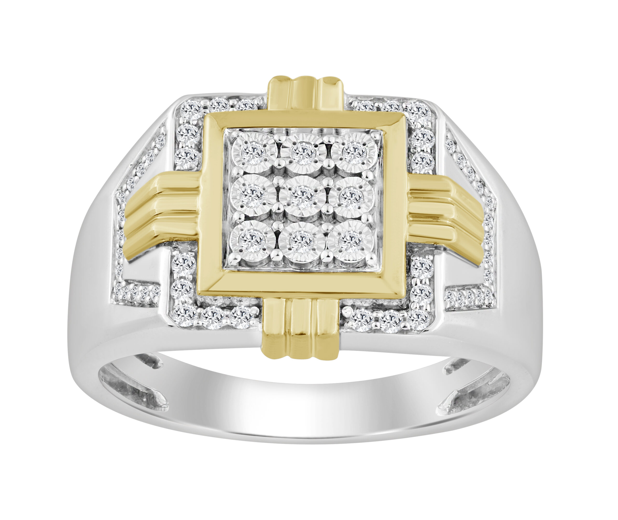 Sterling Silver Men'S 0.25CT Round Diamond Fashion Engagement Ring Elegant Wedding Jewelry 1 Sterling Silver Men'S 0.25CT Round Diamond Fashion Engagement Ring Elegant Wedding Jewelry - Image 1