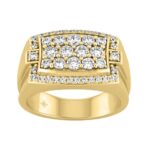 MEN'S RING 1 1/2CT ROUND DIAMOND 14K YELLOW GOLD