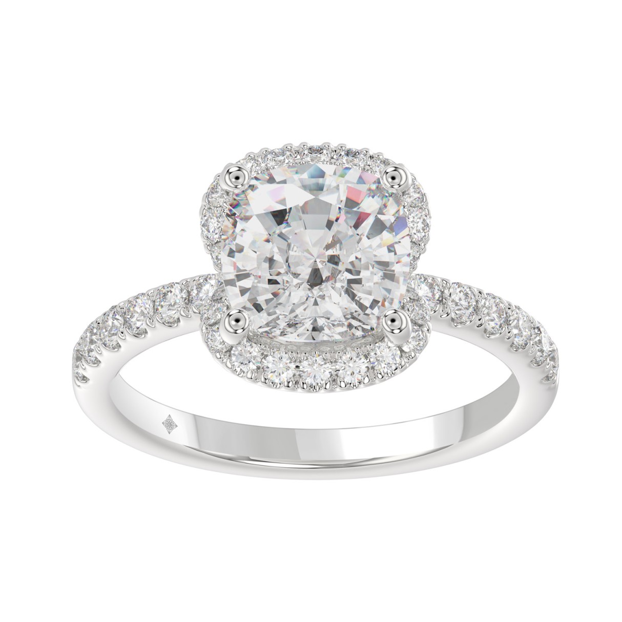 14K WHITE GOLD 4 1/2CT ROUND/CUSHION DIAMOND LADIES RING (CENTER STONE CUSHION DIAMOND 4CT & Color F-G Clarity VS1/VS2) 1 14K WHITE GOLD 4 1/2CT ROUND/CUSHION DIAMOND LADIES RING (CENTER STONE CUSHION DIAMOND 4CT & Color F-G Clarity VS1/VS2) - Image 1