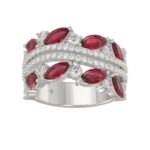 14K WHITE GOLD 2.00CT ROUND/MARQUISE DIAMOND LADIES RING (RUBY DIAMOND 1 1/2CT)