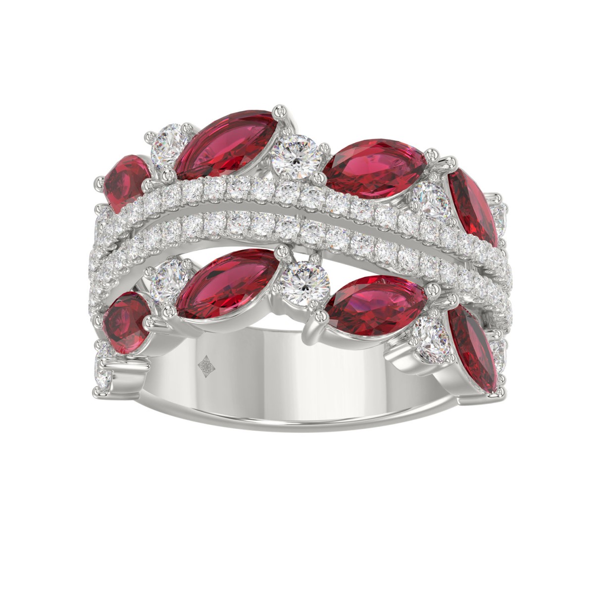 14K WHITE GOLD 2.00CT ROUND/MARQUISE DIAMOND LADIES RING (RUBY DIAMOND 1 1/2CT) 1 14K WHITE GOLD 2.00CT ROUND/MARQUISE DIAMOND LADIES RING (RUBY DIAMOND 1 1/2CT) - Image 1