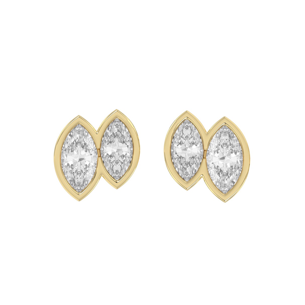 Elegant Ladies Earring 14K Collection Linked Hearts Yellow Gold 1.00CT Marquise Lab Grown Diamond (Color F-G -Clarity VS1/VS2) 1 Elegant Ladies Earring 14K Collection Linked Hearts Yellow Gold 1.00CT Marquise Lab Grown Diamond (Color F-G -Clarity VS1/VS2) - Image 1