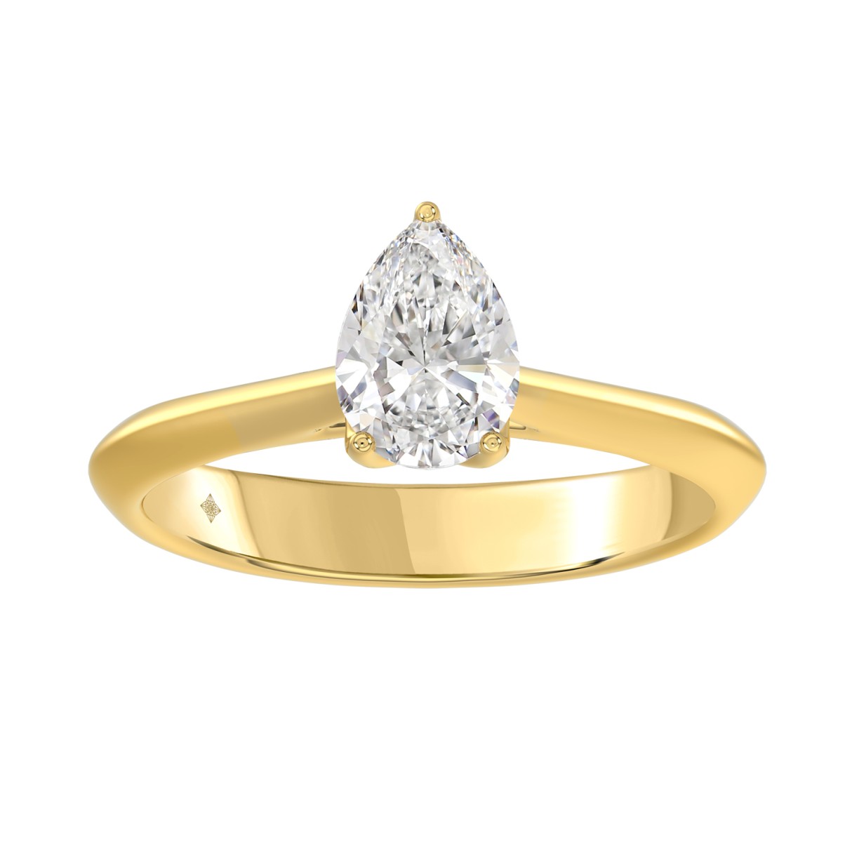 LADIES SOLITAIRE RING 1CT PEAR DIAMOND 14K YELLOW GOLD 1 LADIES SOLITAIRE RING 1CT PEAR DIAMOND 14K YELLOW GOLD - Image 1