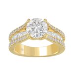 LADIES RING 3 1/2CT ROUND/PRINCESS DIAMOND 14K YELLOW GOLD (CENTER STONE ROUND DIAMOND 2CT )