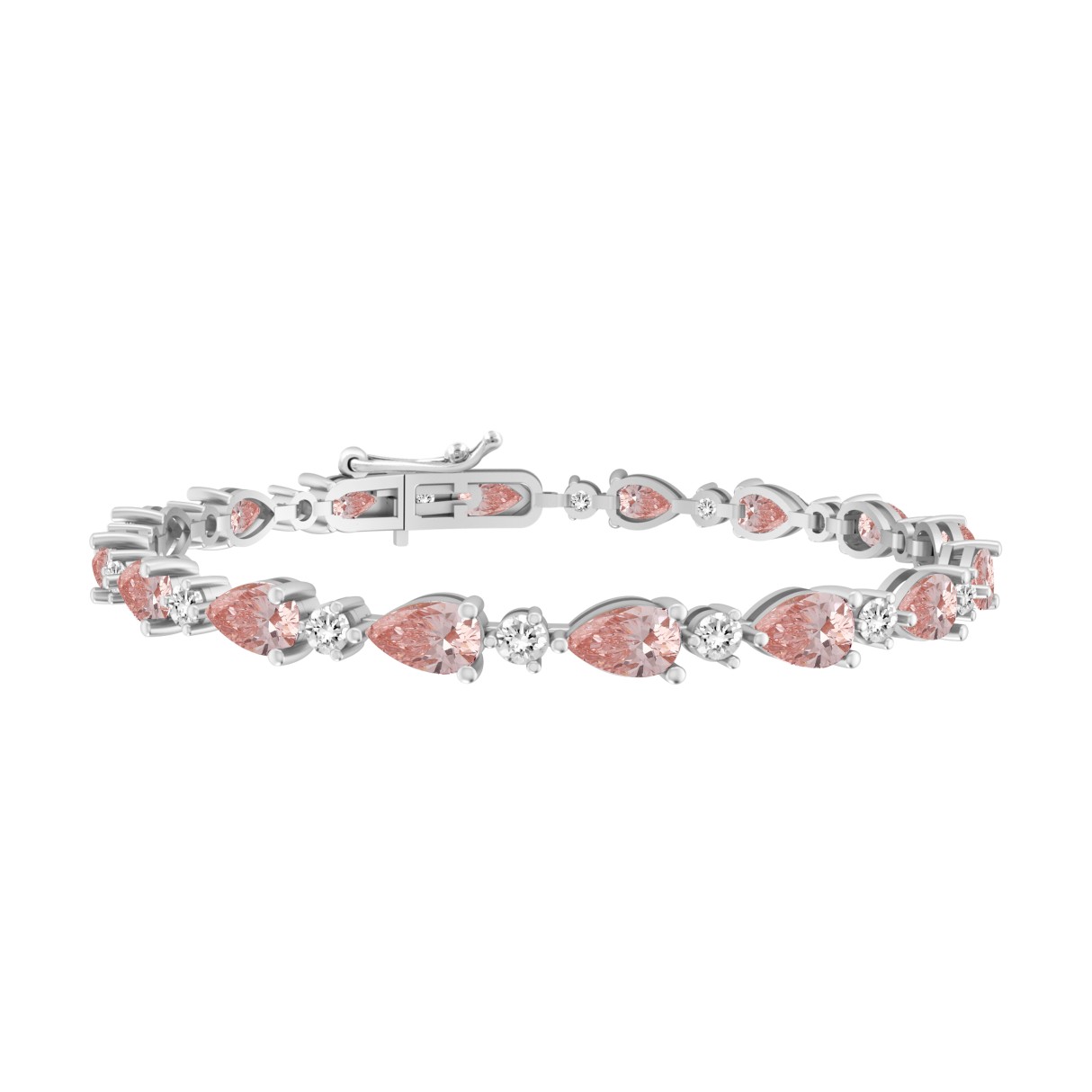 ETERNAL BLUSH COLLECTION LADIES BRACELET 9 1/2CT ROUND/ PINK PEAR DIAMOND 14K WHITE/ROSE GOLD 1 ETERNAL BLUSH COLLECTION LADIES BRACELET 9 1/2CT ROUND/ PINK PEAR DIAMOND 14K WHITE/ROSE GOLD - Image 1