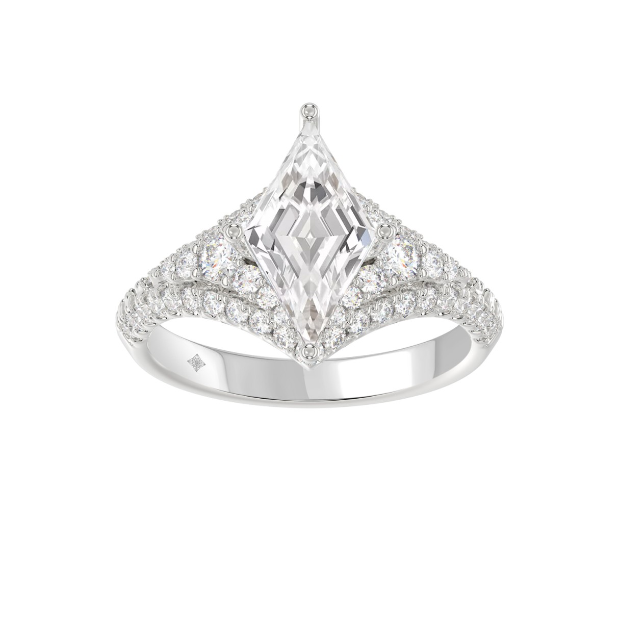 14K WHITE GOLD 2 3/4CT ROUND/LOZENGE DIAMOND LADIES RING 1 14K WHITE GOLD 2 3/4CT ROUND/LOZENGE DIAMOND LADIES RING - Image 1