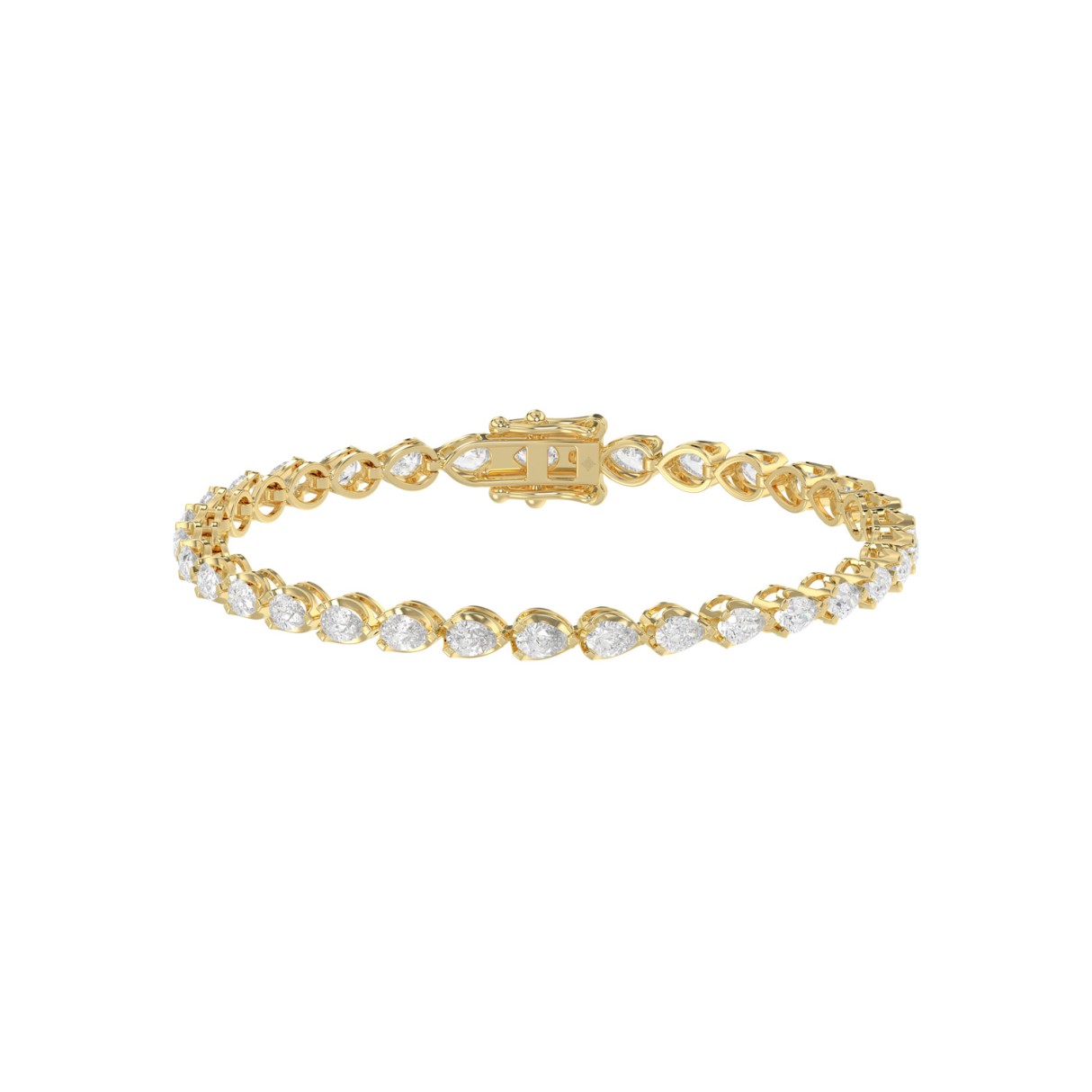 Elegant Pear Shape Diamond Ladies Tennis Bracelet in 14K Yellow Gold 3 1/2CT (Color F-G -Clarity VS1/VS2) 1 Elegant Pear Shape Diamond Ladies Tennis Bracelet in 14K Yellow Gold 3 1/2CT (Color F-G -Clarity VS1/VS2) - Image 1