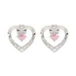 ETERNAL BLUSH COLLECTION LADIES EARRINGS 1/3CT ROUND DIAMOND 14K WHITE GOLD (CENTER STONE PINK ROUND DIAMOND 1/5CT)