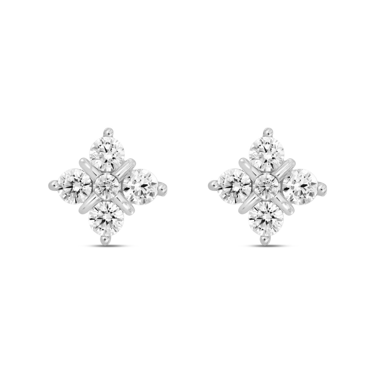 14K WHITE GOLD 1 1/2CT ROUND DIAMOND LADIES EARRINGS 1 14K WHITE GOLD 1 1/2CT ROUND DIAMOND LADIES EARRINGS - Image 1