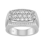 MEN'S RING 1 1/2CT ROUND DIAMOND 14K WHITE GOLD