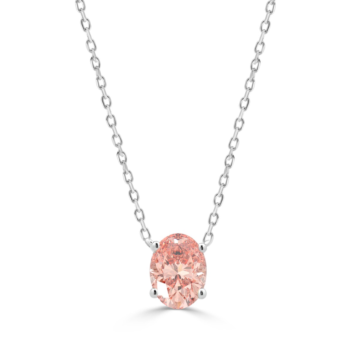 ETERNAL BLUSH COLLECTION 14K WHITE GOLD 1.00CT OVAL PINK DIAMOND LADIES NECKLACE 1 ETERNAL BLUSH COLLECTION 14K WHITE GOLD 1.00CT OVAL PINK DIAMOND LADIES NECKLACE - Image 1