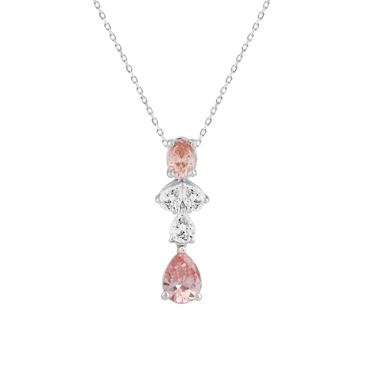ETERNAL BLUSH COLLECTION 14K WHITE/ROSE GOLD 2.00CT PINK PEAR/OVAL/DIAMOND LADIES PENDANT WITH CHAIN 1 ETERNAL BLUSH COLLECTION 14K WHITE/ROSE GOLD 2.00CT PINK PEAR/OVAL/DIAMOND LADIES PENDANT WITH CHAIN - Image 1
