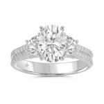 LADIES Engagement RING 3CT ROUND/OVAL/HALF MOON DIAMOND 14K WHITE GOLD (CENTER STONE OVAL DIAMOND 2CT )