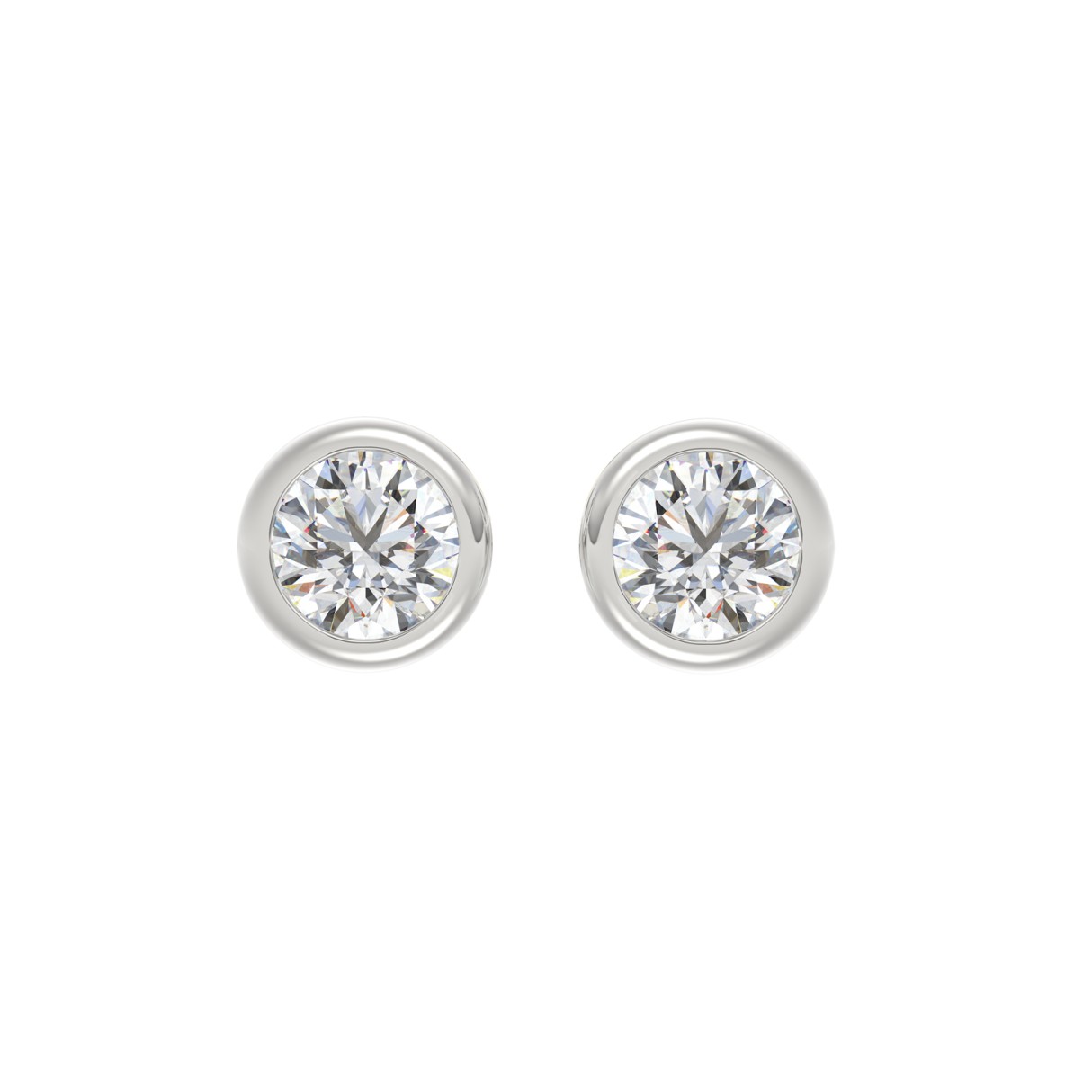 LADIES SOLITAIRE EARRINGS 3CT ROUND DIAMOND 14K WHITE GOLD 1 LADIES SOLITAIRE EARRINGS 3CT ROUND DIAMOND 14K WHITE GOLD - Image 1