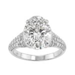 14K White Gold Oval & Round Diamond Engagement Ring For Ladies 4 1/2Ct Ring 4Ct Oval Center Stone (Color F-G -Clarity Vs1/Vs2)