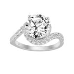 14K White Gold Round Cut Diamond Bridal Ring 3 1/2Ct Wedding Engagement Ladies Ring 3Ct Round Center Stone (Color F-G -Clarity Vs1/Vs2)
