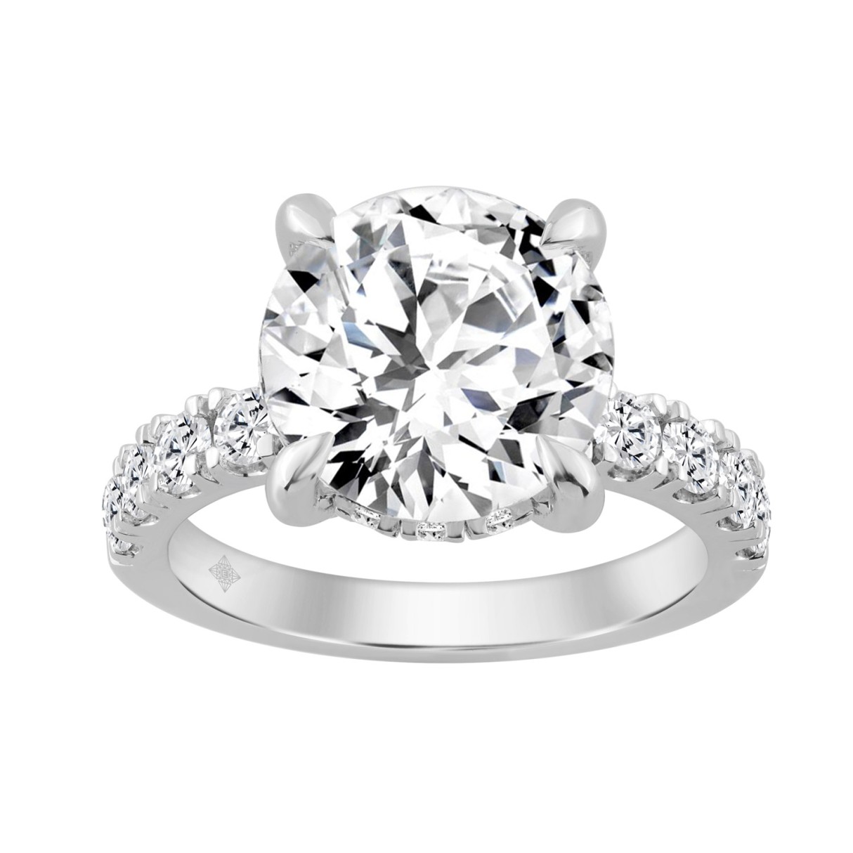 14K WHITE GOLD 6.00CT ROUND DIAMOND LADIES RING (CENTER STONE ROUND DIAMOND 5.00CT) 1 14K WHITE GOLD 6.00CT ROUND DIAMOND LADIES RING (CENTER STONE ROUND DIAMOND 5.00CT) - Image 1