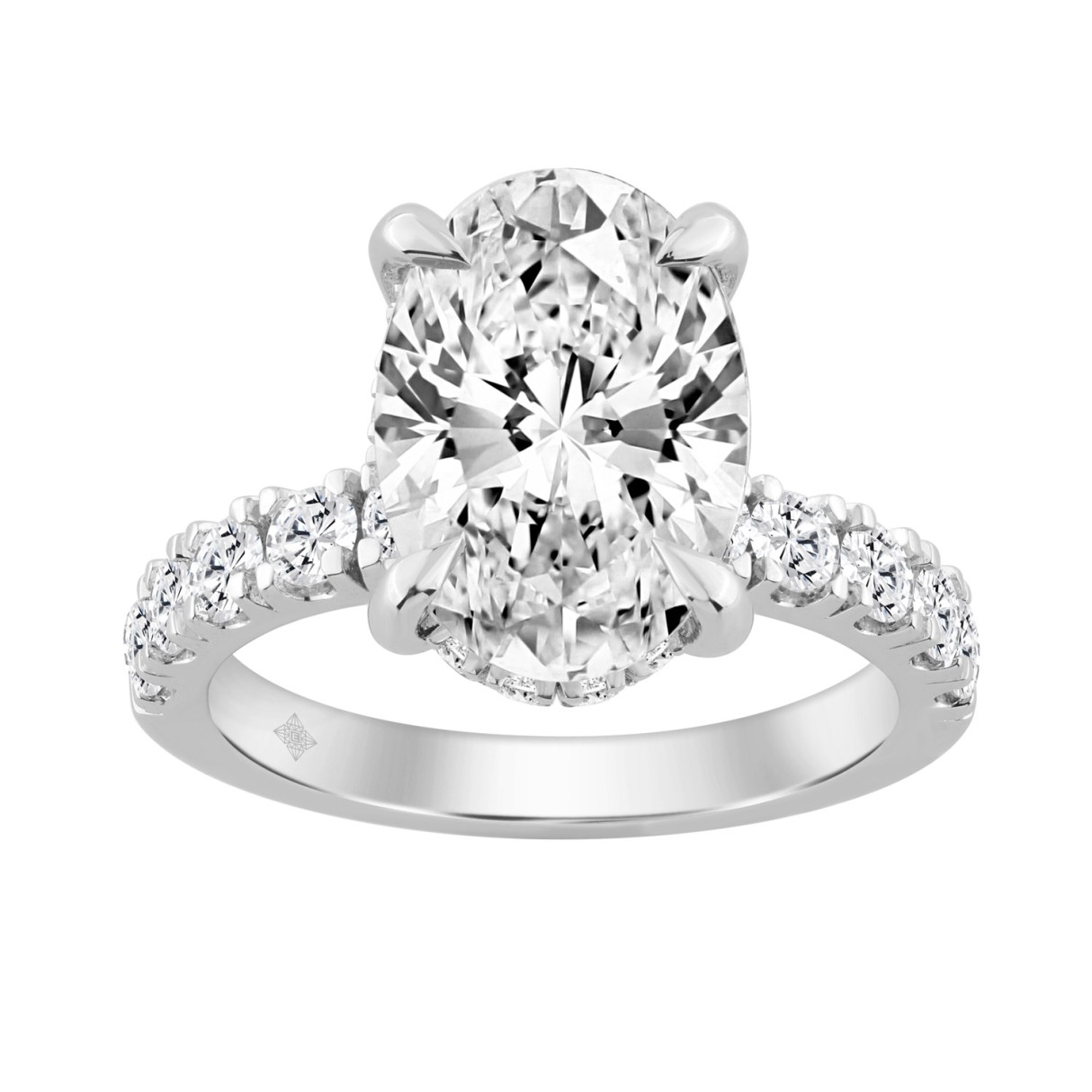 14K WHITE GOLD 6.00CT ROUND/OVAL DIAMOND LADIES RING (CENTER STONE OVAL DIAMOND 5CT) 1 14K WHITE GOLD 6.00CT ROUND/OVAL DIAMOND LADIES RING (CENTER STONE OVAL DIAMOND 5CT) - Image 1