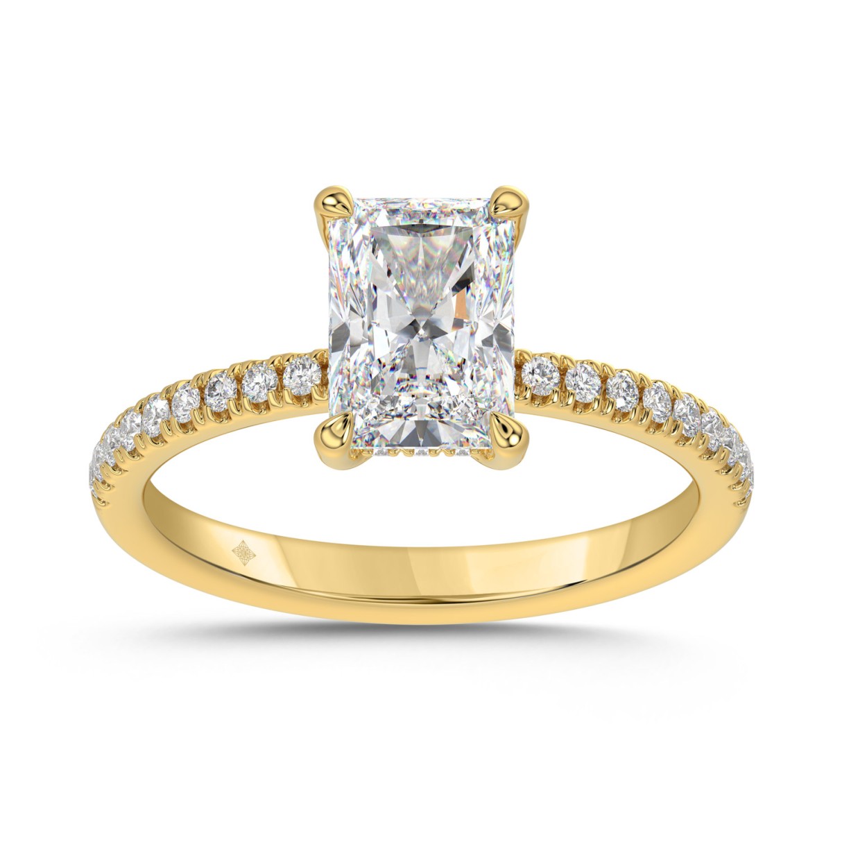 14K YELLOW GOLD 1 3/4CT ROUND/RADIANT DIAMOND LADIES RING (CENTER STONE RADIANT DIAMOND 1 1/2CT) 1 14K YELLOW GOLD 1 3/4CT ROUND/RADIANT DIAMOND LADIES RING (CENTER STONE RADIANT DIAMOND 1 1/2CT) - Image 1