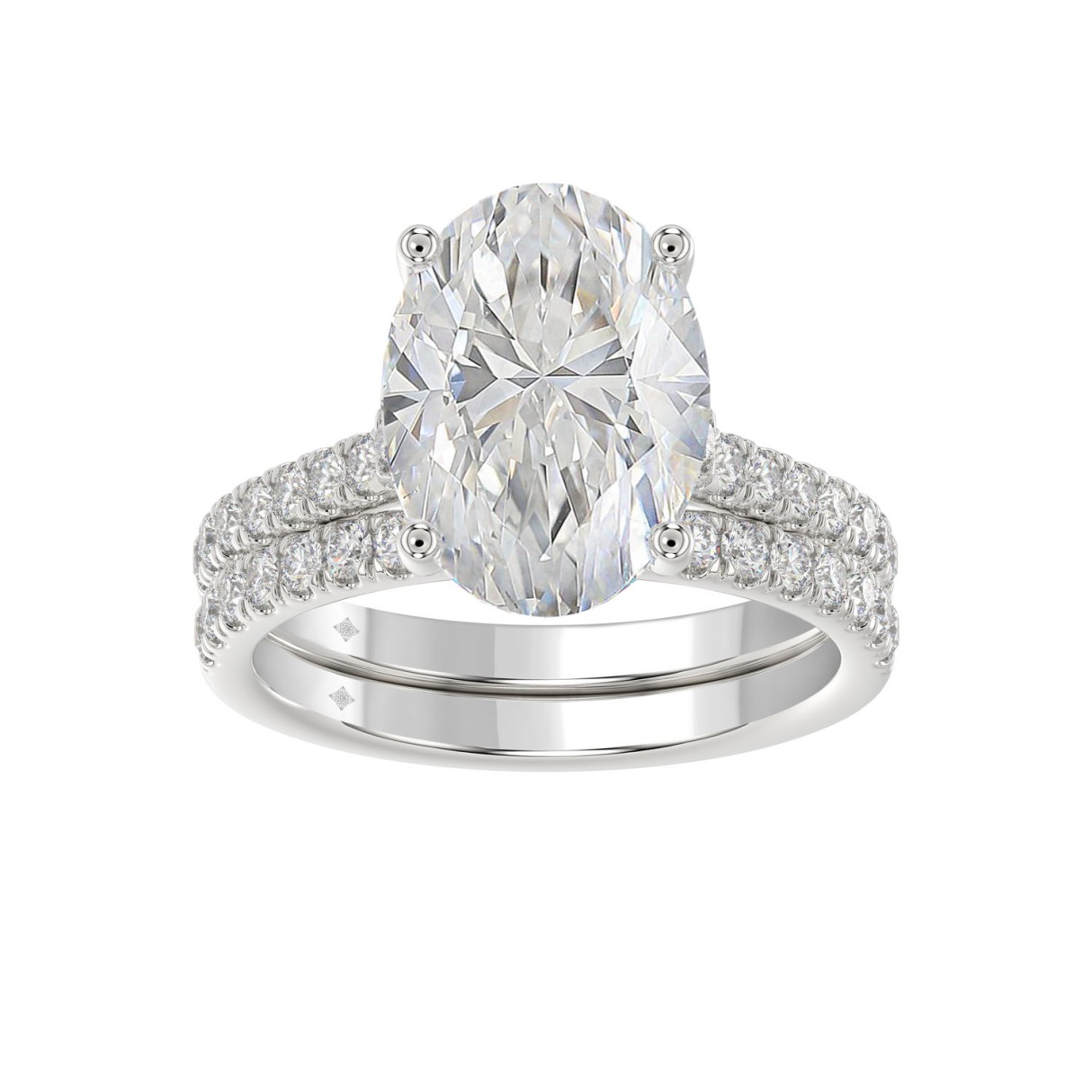 14K WHITE GOLD 4 1/2CT ROUND/OVAL DIAMOND LADIES BRIDAL SET (CENTER STONE OVAL DIAMOND 4.00CT) 1 14K WHITE GOLD 4 1/2CT ROUND/OVAL DIAMOND LADIES BRIDAL SET (CENTER STONE OVAL DIAMOND 4.00CT) - Image 1