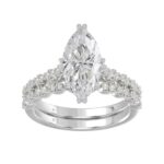 Ladies 14K White Gold Ladies Elegance- Bridal Set 3 1/3CT Round & Marquise Diamonds 3.00CT Marquise Center stone (Color F-G -Clarity VS1/VS2)