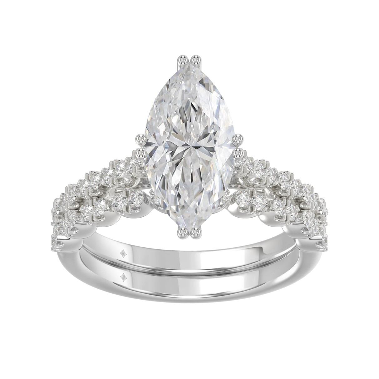 Ladies 14K White Gold Ladies Elegance- Bridal Set 3 1/3CT Round & Marquise Diamonds 3.00CT Marquise Center stone (Color F-G -Clarity VS1/VS2) 1 Ladies 14K White Gold Ladies Elegance- Bridal Set 3 1/3CT Round & Marquise Diamonds 3.00CT Marquise Center stone (Color F-G -Clarity VS1/VS2) - Image 1