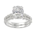 Ladies 14K White Gold Ladies Elegance- Bridal Set 3 1/3CT Round & Oval Diamonds 3.00CT Oval Center stone (Color F-G Clarity VS1/VS2)