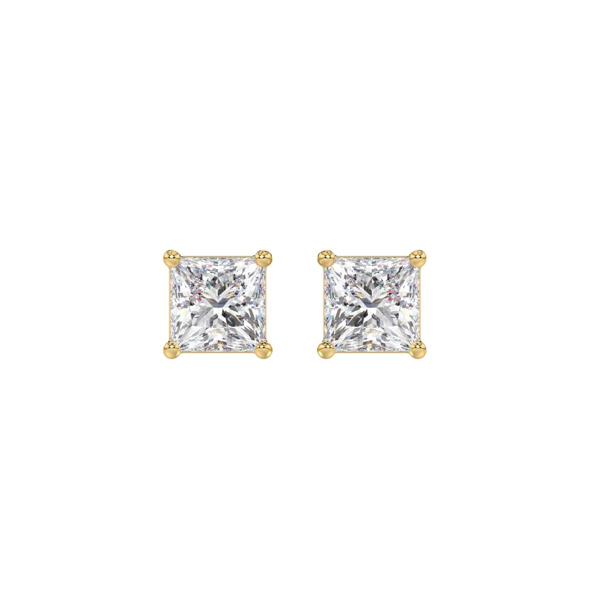 LADIES SOLITAIRE EARRINGS 1 1/2CT PRINCESS DIAMOND 14K YELLOW GOLD (CENTER STONE PRINCESS DIAMOND 3/4CT) 1 LADIES SOLITAIRE EARRINGS 1 1/2CT PRINCESS DIAMOND 14K YELLOW GOLD (CENTER STONE PRINCESS DIAMOND 3/4CT) - Image 1