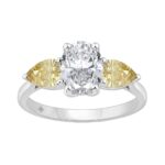 14K WHITE GOLD 2 1/2CT OVAL/YELLOW PEAR DIAMOND LADIES RING (CENTER STONE OVAL DIAMOND 1 1/2CT)