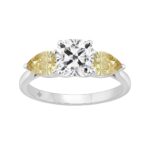 14K WHITE GOLD 2 5/8CT CUSHION/YELLOW PEAR DIAMOND LADIES RING (CENTER STONE CUSHION DIAMOND 1 1/2CT)
