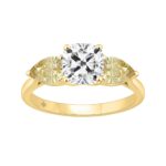 14K YELLOW GOLD 2 5/8CT CUSHION/YELLOW PEAR DIAMOND LADIES RING (CENTER STONE CUSHION DIAMOND 1 1/2CT)