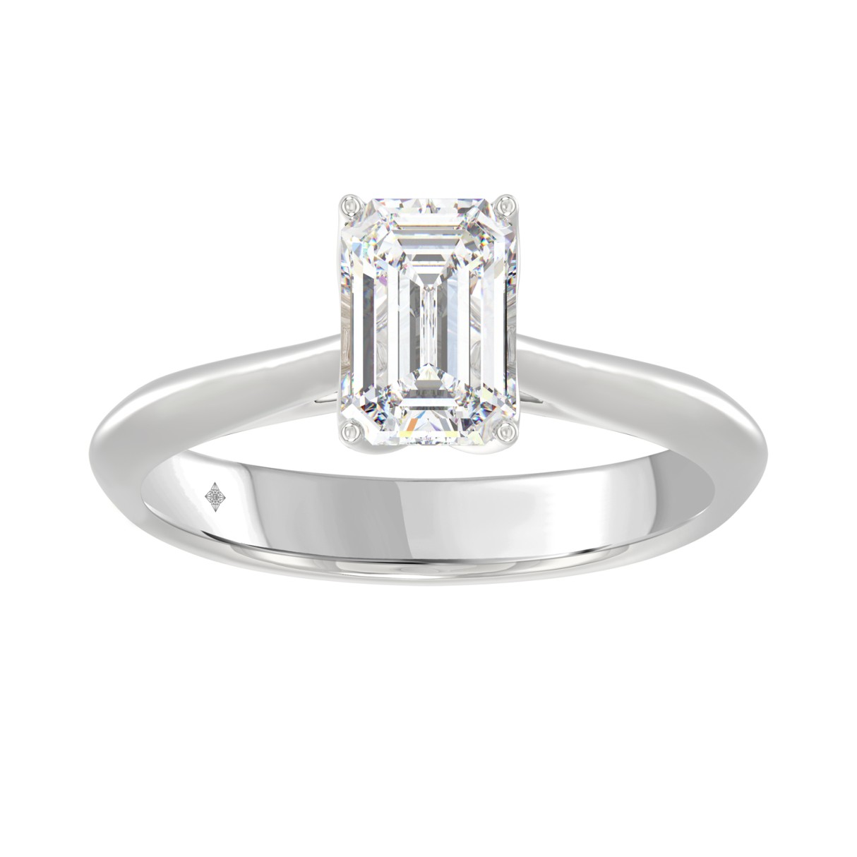 LADIES SOLITAIRE RING 1 1/2CT EMERALD DIAMOND 14K WHITE GOLD 1 LADIES SOLITAIRE RING 1 1/2CT EMERALD DIAMOND 14K WHITE GOLD - Image 1