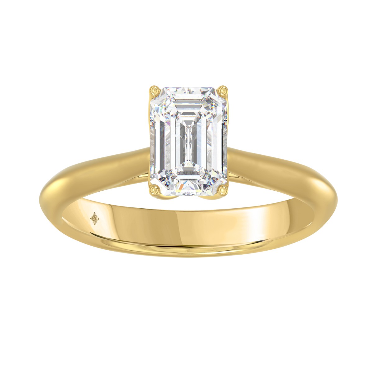 LADIES SOLITAIRE RING 1 1/2CT EMERALD DIAMOND 14K YELLOW GOLD 1 LADIES SOLITAIRE RING 1 1/2CT EMERALD DIAMOND 14K YELLOW GOLD - Image 1