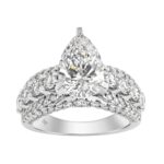 LADIES RING 5 1/4CT ROUND/ PEAR DIAMOND 14K WHITE GOLD (CENTER STONE PEAR DIAMOND 3CT )