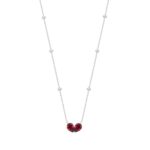 14K WHITE GOLD 2.00CT ROUND/PEAR DIAMOND LADIES NECKLACE (RUBY DIAMOND 2 STONE)