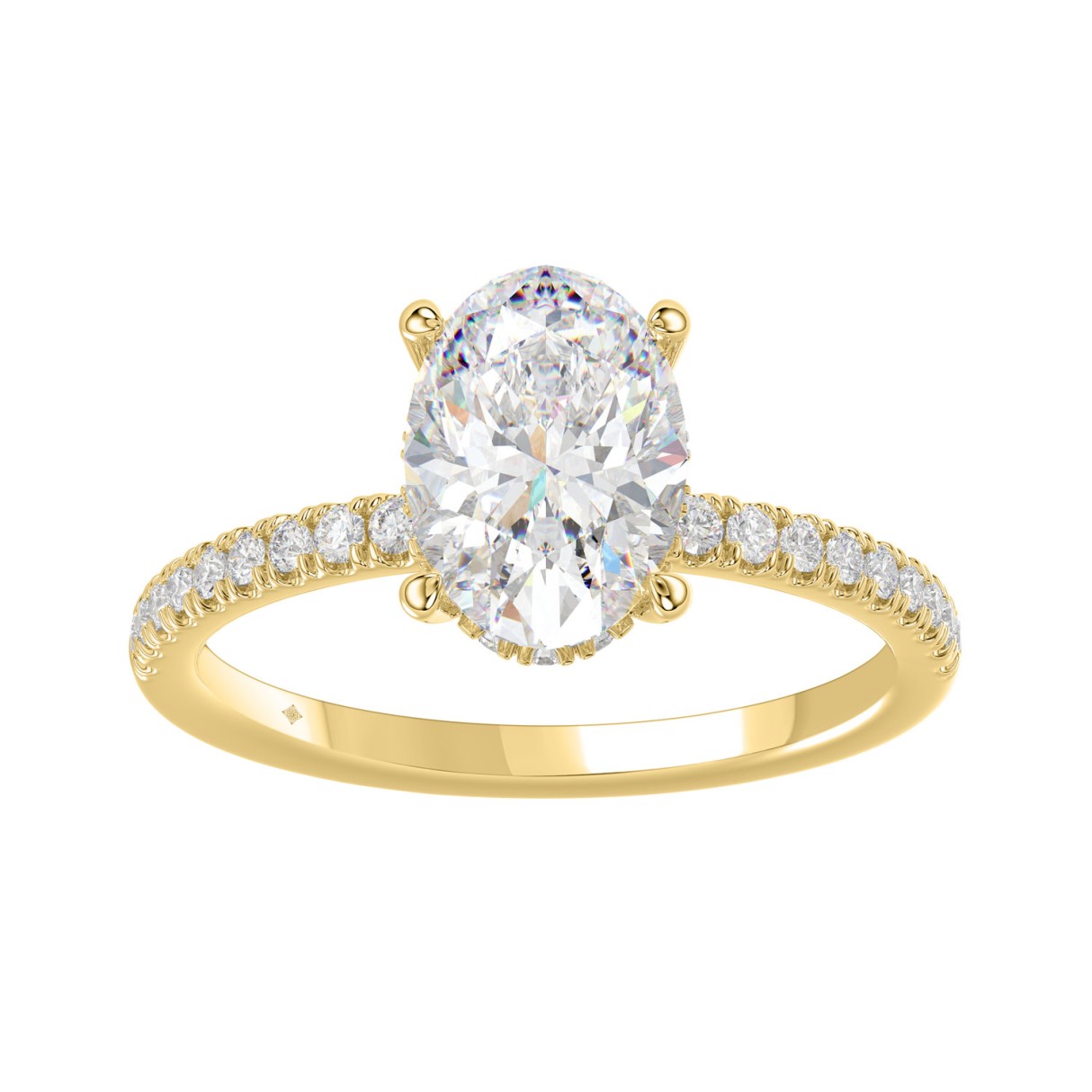 14K YELLOW GOLD 2 1/5CT ROUND/OVAL DIAMOND LADIES RING (CENTER STONE OVAL DIAMOND 2CT) 1 14K YELLOW GOLD 2 1/5CT ROUND/OVAL DIAMOND LADIES RING (CENTER STONE OVAL DIAMOND 2CT) - Image 1