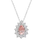 ETERNAL BLUSH COLLECTION LADIES PENDANT 2 1/2CT ROUND/PEAR DIAMOND 14K WHITE/ROSE GOLD (CENTER STONE PINK PEAR DIAMOND 1 1/2CT)