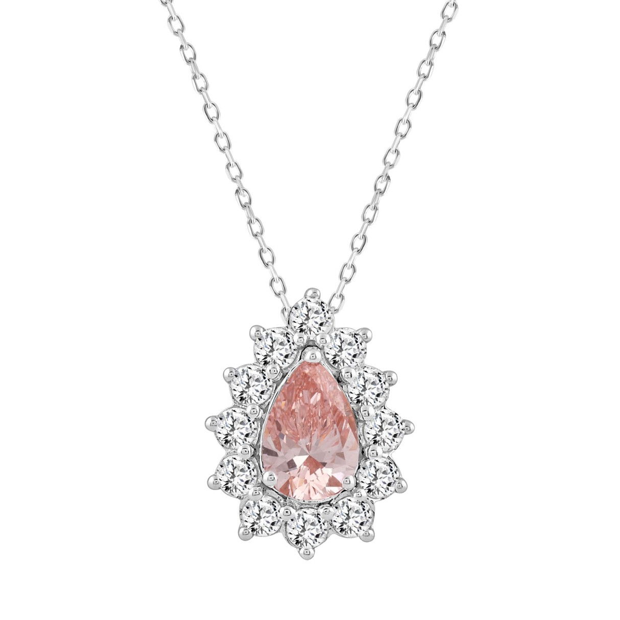 ETERNAL BLUSH COLLECTION LADIES PENDANT 2 1/2CT ROUND/PEAR DIAMOND 14K WHITE/ROSE GOLD (CENTER STONE PINK PEAR DIAMOND 1 1/2CT) 1 ETERNAL BLUSH COLLECTION LADIES PENDANT 2 1/2CT ROUND/PEAR DIAMOND 14K WHITE/ROSE GOLD (CENTER STONE PINK PEAR DIAMOND 1 1/2CT) - Image 1