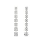 LADIES LINEAR EARRINGS 3CT ROUND DIAMOND 14K WHITE GOLD