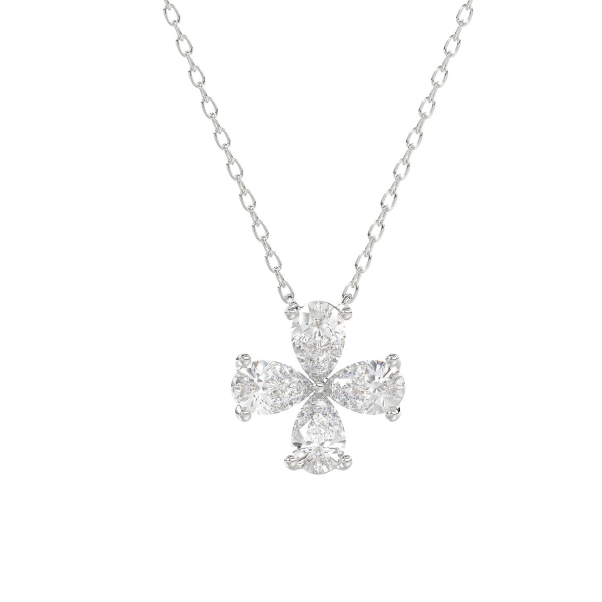 LADIES NECKLACE 1CT PEAR DIAMOND 14K WHITE GOLD 1 LADIES NECKLACE 1CT PEAR DIAMOND 14K WHITE GOLD - Image 1