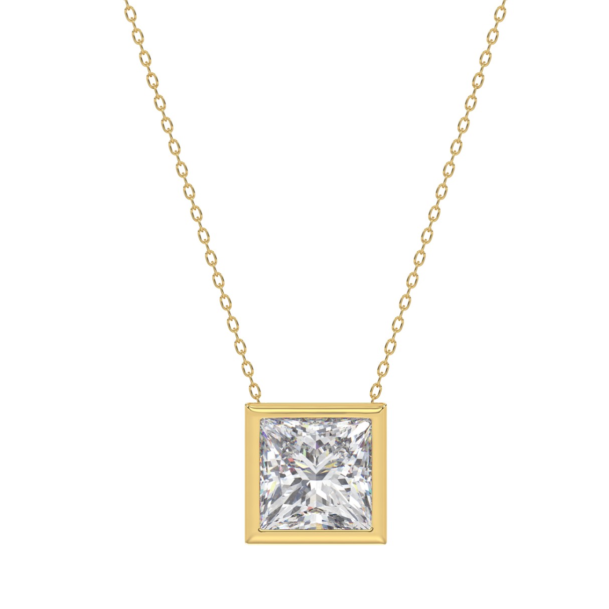 LADIES SOLITAIRE PENDANT 2CT PRINCESS DIAMOND 14K YELLOW GOLD 1 LADIES SOLITAIRE PENDANT 2CT PRINCESS DIAMOND 14K YELLOW GOLD - Image 1