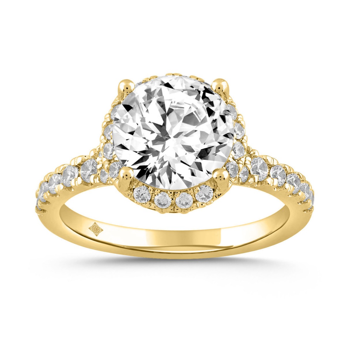 LADIES RING 3 3/4CT ROUND DIAMOND 14K YELLOW GOLD (CENTER STONE ROUND DIAMOND 3CT ) 1 LADIES RING 3 3/4CT ROUND DIAMOND 14K YELLOW GOLD (CENTER STONE ROUND DIAMOND 3CT ) - Image 1