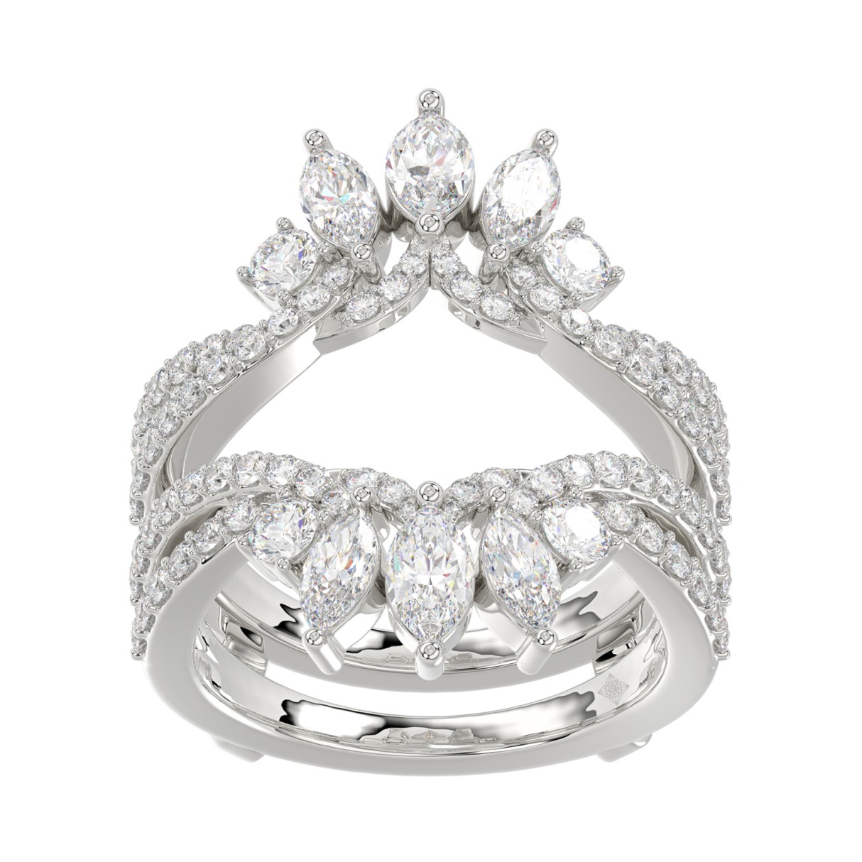 LADIES WRAP RING 2CT ROUND/MARQUISE DIAMOND 14K WHITE GOLD 1 LADIES WRAP RING 2CT ROUND/MARQUISE DIAMOND 14K WHITE GOLD - Image 1
