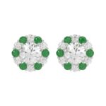 14K WHITE GOLD 2 1/2CT ROUND/ROUND GREEN SAPPHIRE LADIES EARRING (CENTER STONE ROUND DIAMOND 2CT)