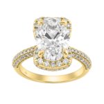 14K Yellow Gold 4 1/2Ct Ladies Oval Cut Hidden Halo Engagement Ring 4Ct Oval Center Stone & Round Diamond (Color F-G -Clarity Vs1/Vs2)