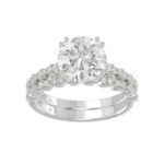 Ladies 14K White Gold Ladies Elegance- Bridal Set 3 1/3CT Round Diamond 3.00CT Round Center stone (Color F-G -Clarity VS1/VS2)