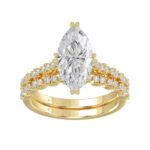 Ladies 14K Yellow Gold Ladies Elegance- Bridal Set 3 1/3CT Round & Marquise Diamonds 3.00CT Marquise Center stone (Color F-G -Clarity VS1/VS2)
