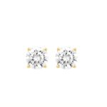 LADIES SOLITAIRE EARRINGS 4CT ROUND DIAMOND 14K YELLOW GOLD (CENTER STONE ROUND DIAMOND 2.00CT)