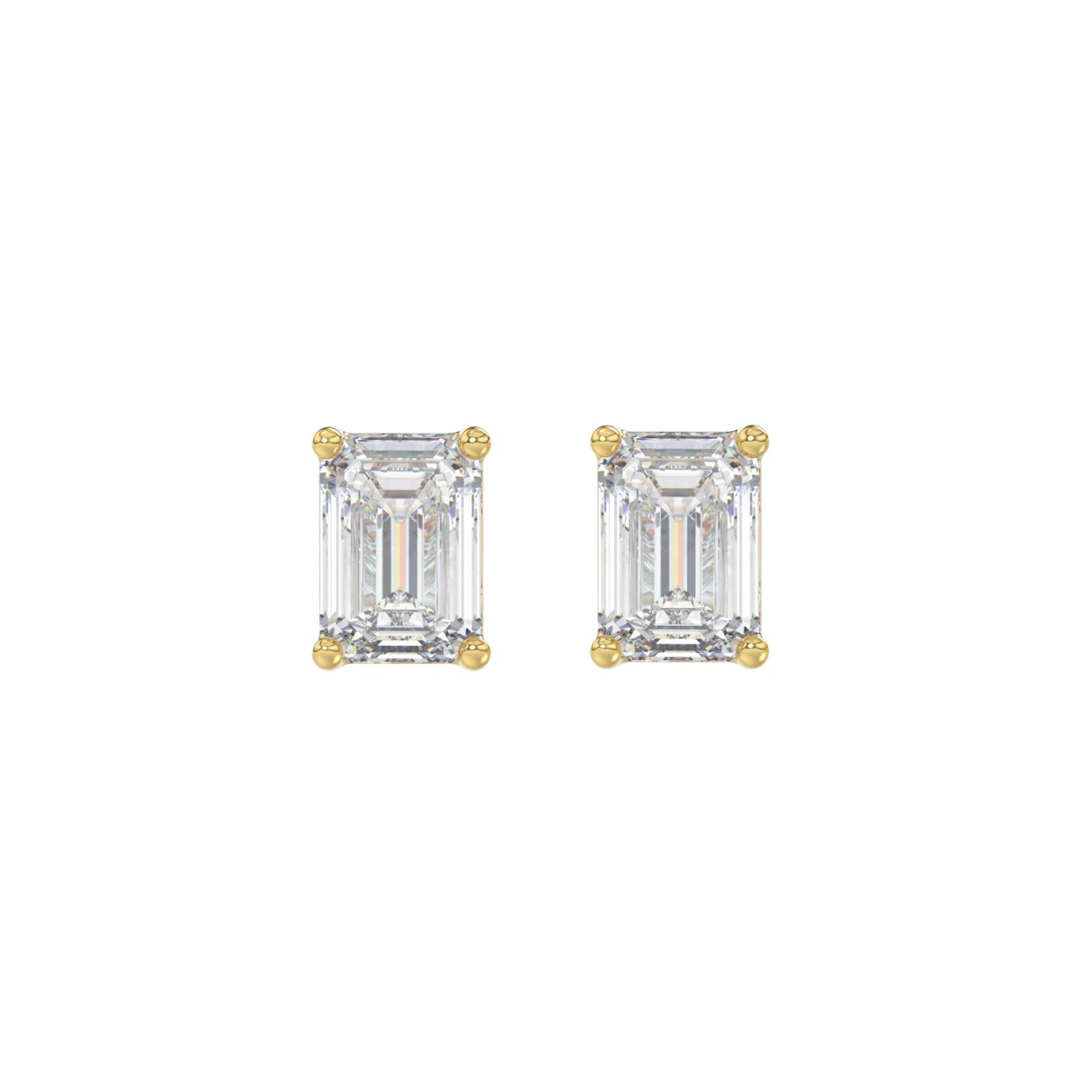 LADIES SOLITAIRE EARRINGS 1 1/2CT EMERALD DIAMOND 14K YELLOW GOLD 1 LADIES SOLITAIRE EARRINGS 1 1/2CT EMERALD DIAMOND 14K YELLOW GOLD - Image 1